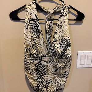 Guess animal print silk halter top